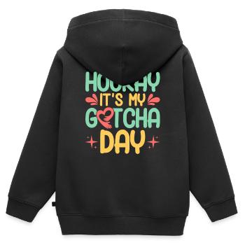 Pflegeeltern Adoptiveltern Adoption von Kindern - Kinder Premium Organic Zip Hoodie - Schwarz - Hinten - AI Model Kid Male (0cm)