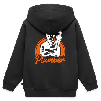 Robinetterie sanitaire commerciale Plombiers - Sweat Premium à capuche zippé enfant bio - noir - Dos - AI Model Kid Male (0cm)