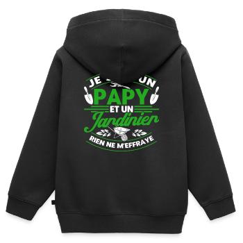 Gärtner Schrebergarten Gartenarbeit Geschenk - Kinder Premium Organic Zip Hoodie - Schwarz - Hinten - AI Model Kid Male (0cm)
