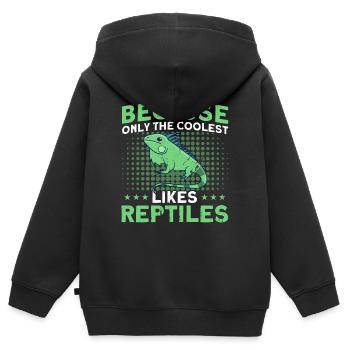 Lézards Reptile Reptile Lovers Cadeau - Sweat Premium à capuche zippé enfant bio - noir - Dos - AI Model Kid Male (0cm)