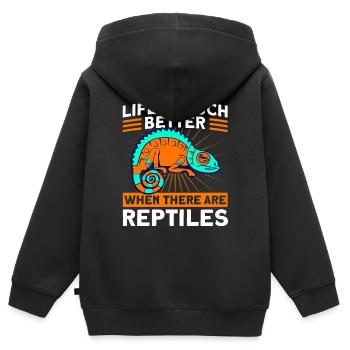 Reptile Lovers Reptile Snake Cadeau - Sweat Premium à capuche zippé enfant bio - noir - Dos - AI Model Kid Male (0cm)