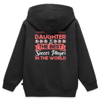 Fußball Mama Sportfan Fußball Geschenk - Kinder Premium Organic Zip Hoodie - Schwarz - Hinten - AI Model Kid Male (0cm)