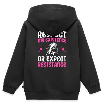 Droits des femmes Autonomisation féministe - Sweat Premium à capuche zippé enfant bio - noir - Dos - AI Model Kid Male (0cm)