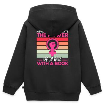Rechte der Frauen Ermächtigung Feministisch Gesche - Kinder Premium Organic Zip Hoodie - Schwarz - Hinten - AI Model Kid Male (0cm)