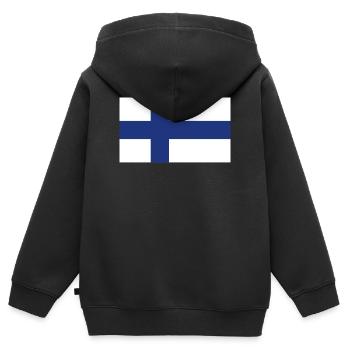 Finland National Flag - Kids Premium Organic Zip-up Hoodie - black - Back - AI Model Kid Male (0cm)