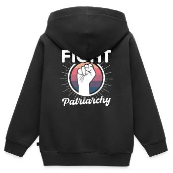 Autonomisation de l’égalité des sexes F - Sweat Premium à capuche zippé enfant bio - noir - Dos - AI Model Kid Male (0cm)