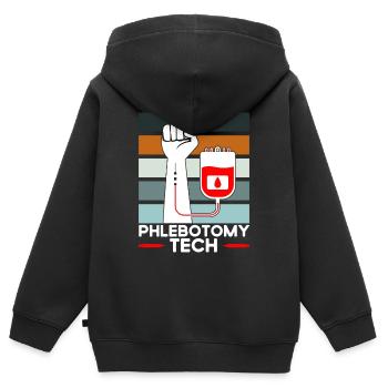 Phlébotomie Échantillon de sang Phlébotomiste Tech Cadeau - Sweat Premium à capuche zippé enfant bio - noir - Dos - AI Model Kid Male (0cm)