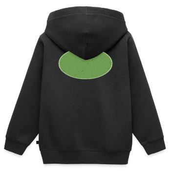 Fond ovale vert sale - Sweat Premium à capuche zippé enfant bio - noir - Dos - AI Model Kid Male (0cm)