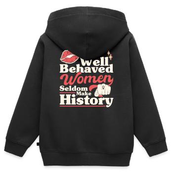 Droits des femmes Autonomisation féministe - Sweat Premium à capuche zippé enfant bio - noir - Dos - AI Model Kid Male (0cm)