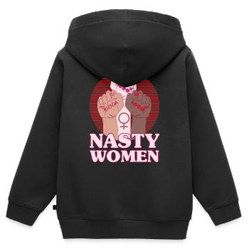 Ermächtigung Gleichberechtigung der Geschlechter F - Kinder Premium Organic Zip Hoodie - Schwarz - Hinten - AI Model Kid Male (0cm)