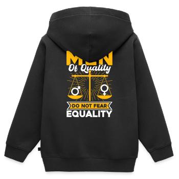 Égalité des sexes Égalité des sexes - Sweat Premium à capuche zippé enfant bio - noir - Dos - AI Model Kid Male (0cm)
