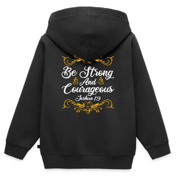 Christlich Religiös Bibelvers Geschenk - Kinder Premium Organic Zip Hoodie - Schwarz - Hinten - AI Model Kid Male (0cm)