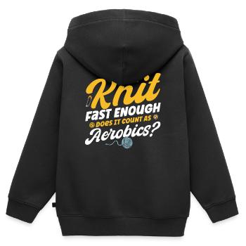 Stricken Lustiger Stricker Stricken Geschenk - Kinder Premium Organic Zip Hoodie - Schwarz - Hinten - AI Model Kid Male (0cm)