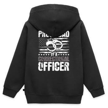 Agent correctionnel Menottes Gardien de prison - Sweat Premium à capuche zippé enfant bio - noir - Dos - AI Model Kid Male (0cm)