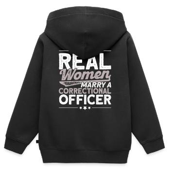 Gardien de prison Menottes Agent correctionnel - Sweat Premium à capuche zippé enfant bio - noir - Dos - AI Model Kid Male (0cm)