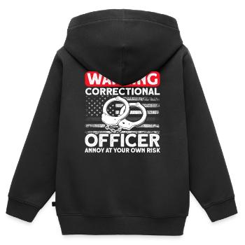 Menottes Gardien de prison Agent correctionnel - Sweat Premium à capuche zippé enfant bio - noir - Dos - AI Model Kid Male (0cm)