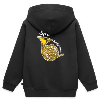 Horn French horn | Spit Happens - Kids Premium Organic Zip-up Hoodie - black - Back - AI Model Kid Male (0cm)
