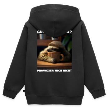 Guten Morgen - Provozier Mich Nicht - Kinder Premium Organic Zip Hoodie - Schwarz - Hinten - AI Model Kid Male (0cm)