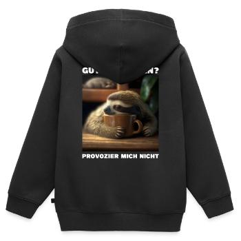 Guten Morgen - Provozier mich nicht - Kinder Premium Organic Zip Hoodie - Schwarz - Hinten - AI Model Kid Male (0cm)