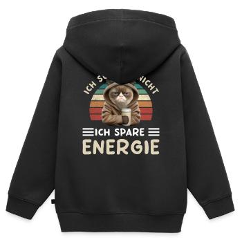 Ich Schlafe Nicht Ich Spare Energie - Kinder Premium Organic Zip Hoodie - Schwarz - Hinten - AI Model Kid Male (0cm)