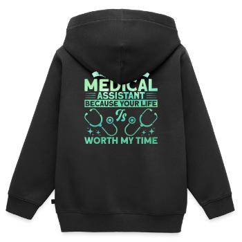 Zertifizierte medizinische Assistentin Medizinisch - Kinder Premium Organic Zip Hoodie - Schwarz - Hinten - AI Model Kid Male (0cm)