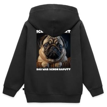Ich War Das Nicht Das War Schon Kaputt - Kinder Premium Organic Zip Hoodie - Schwarz - Hinten - AI Model Kid Male (0cm)