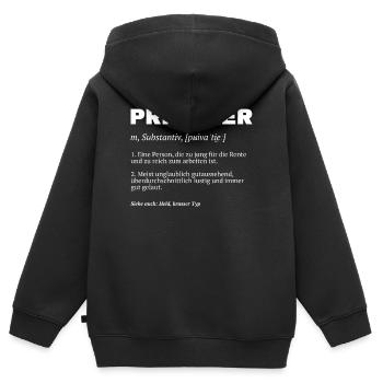 Privatier Definition - Kinder Premium Organic Zip Hoodie - Schwarz - Hinten - AI Model Kid Male (0cm)