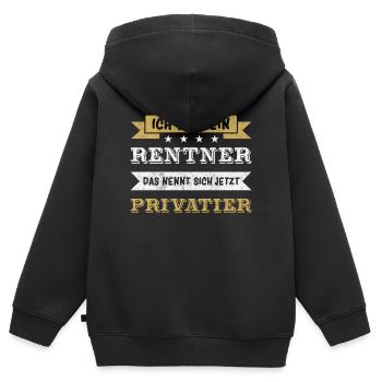 Ich bin Kein Rentne - Privatier - Kinder Premium Organic Zip Hoodie - Schwarz - Hinten - AI Model Kid Male (0cm)