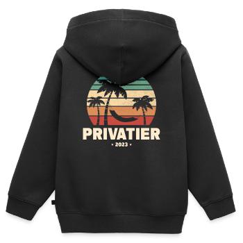 Privatier 2023 - Kinder Premium Organic Zip Hoodie - Schwarz - Hinten - AI Model Kid Male (0cm)