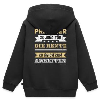 Privatier Zu Jung Für Die Rente - Kinder Premium Organic Zip Hoodie - Schwarz - Hinten - AI Model Kid Male (0cm)