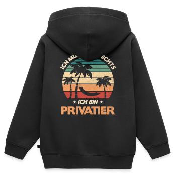 Ich Muss Gar Nichts Ich Bin Privatier - Kinder Premium Organic Zip Hoodie - Schwarz - Hinten - AI Model Kid Male (0cm)