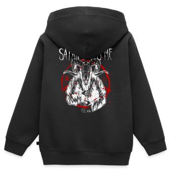 Satanisme Baphomet sataniste - Sweat Premium à capuche zippé enfant bio - noir - Dos - AI Model Kid Male (0cm)