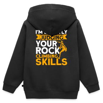 Ich beurteile deine Kletterfähigkeiten Felskletter - Kinder Premium Organic Zip Hoodie - Schwarz - Hinten - AI Model Kid Male (0cm)