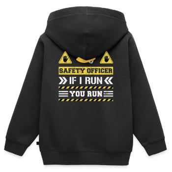 Responsable de la sécurité Agent de sécurité - Sweat Premium à capuche zippé enfant bio - noir - Dos - AI Model Kid Male (0cm)