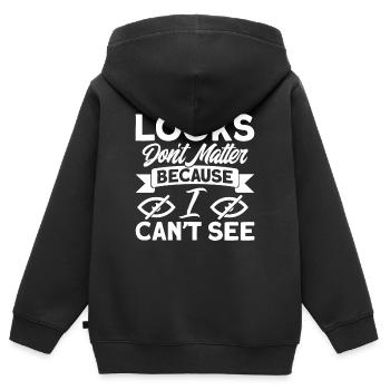 Das Aussehen spielt keine Rolle Blind Geschenk - Kinder Premium Organic Zip Hoodie - Schwarz - Hinten - AI Model Kid Male (0cm)