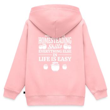 Fähigkeiten eines Selbstversorgers Einmachen Gesch - Kinder Premium Organic Zip Hoodie - Rosa - Hinten - AI Model Kid Female (0cm)