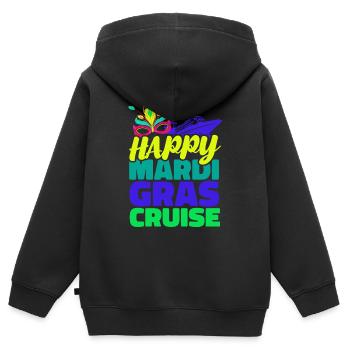 Croisière Happy Mardi Gras Mardi Gras Gifted - Sweat Premium à capuche zippé enfant bio - noir - Dos - AI Model Kid Male (0cm)
