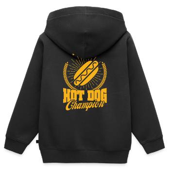 Hot Dog Champion Hot Dog Geschenk - Kinder Premium Organic Zip Hoodie - Schwarz - Hinten - AI Model Kid Male (0cm)