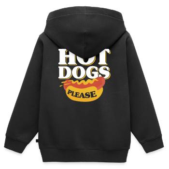 Hot Dogs bitte Hot Dog Geschenk - Kinder Premium Organic Zip Hoodie - Schwarz - Hinten - AI Model Kid Male (0cm)