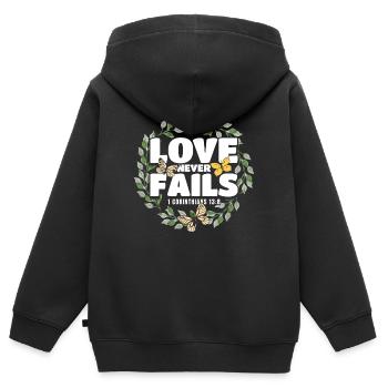 Christlich Bibelvers Religiös Geschenk - Kinder Premium Organic Zip Hoodie - Schwarz - Hinten - AI Model Kid Male (0cm)