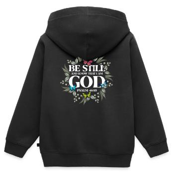 Inspirierend Christlich Religiös Geschenk - Kinder Premium Organic Zip Hoodie - Schwarz - Hinten - AI Model Kid Male (0cm)