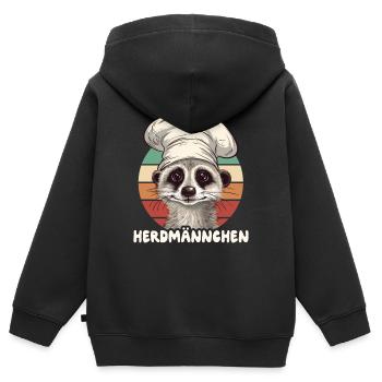 Herdmännchen Erdmännchen Koch - Kinder Premium Organic Zip Hoodie - Schwarz - Hinten - AI Model Kid Male (0cm)