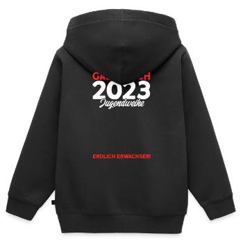 Gästebuch 2023 Jugendweihe Endlich Erwachsen! Gesc - Kinder Premium Organic Zip Hoodie - Schwarz - Hinten - AI Model Kid Male (0cm)
