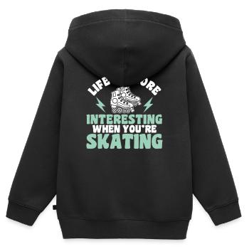 Rollerskates Interessanter Wenn Man Skatet Geschen - Kinder Premium Organic Zip Hoodie - Schwarz - Hinten - AI Model Kid Male (0cm)