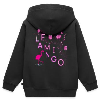 Protection du climat Flamant magenta - Sweat Premium à capuche zippé enfant bio - noir - Dos - AI Model Kid Male (0cm)