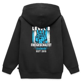 8. Geburtstag Junge Level 8 Gaming Zocker Gamer - Kinder Premium Organic Zip Hoodie - Schwarz - Hinten - AI Model Kid Male (0cm)