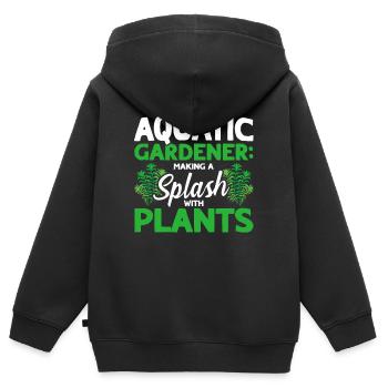 Jardiniers aquatiques Transpiration avec les plantes - Sweat Premium à capuche zippé enfant bio - noir - Dos - AI Model Kid Male (0cm)