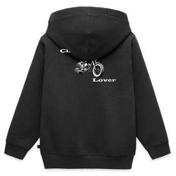 Chopper Lover blanc - Sweat Premium à capuche zippé enfant bio - noir - Dos - AI Model Kid Male (0cm)