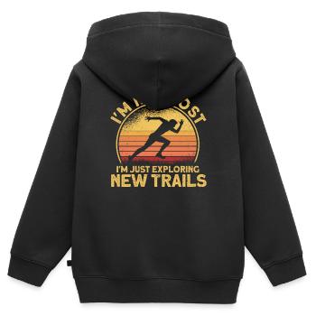 Ultramarathonläufer Ultramarathon Ultralauf Gesche - Kinder Premium Organic Zip Hoodie - Schwarz - Hinten - AI Model Kid Male (0cm)