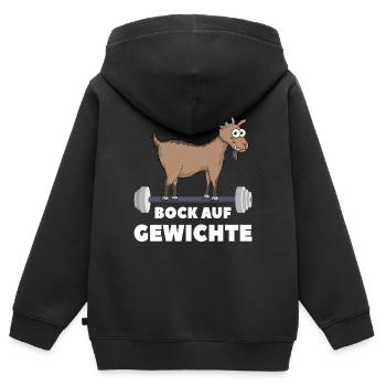 Bock auf Gewichte - Kinder Premium Organic Zip Hoodie - Schwarz - Hinten - AI Model Kid Male (0cm)